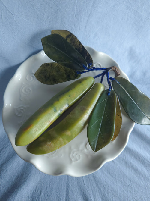 Banana With Jade Leaves Italian Alabaster Stone Fruit