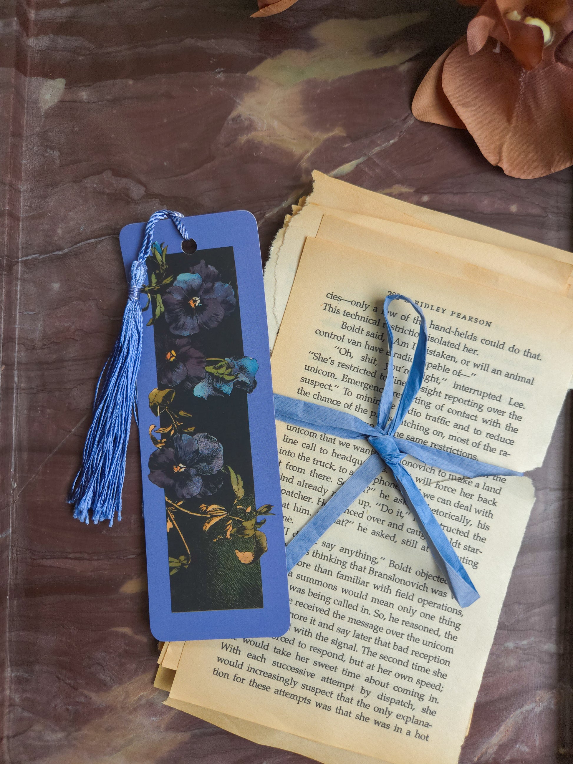 Midnight Pansy Bookmark